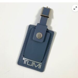 Tumi Luggage ID Hang Tag Briefcase Duffle Tag Travel Leather Blue BRAND NEW